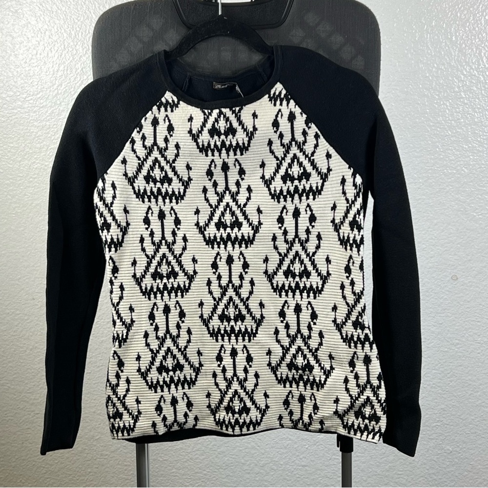 J.McLaughlin Black & White Jacquard Patterned Women's Top Size XS
